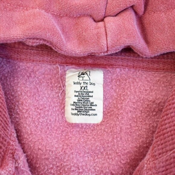 Teddy the Dog Novelty Applique Distressed Full Zip Hoodie Sweatshirt Jacket XXL - Picture 8 of 8